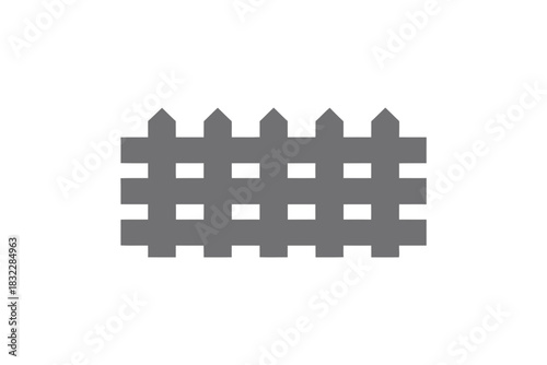 Illustration of a gray picket fence with pointed tops and square openings
