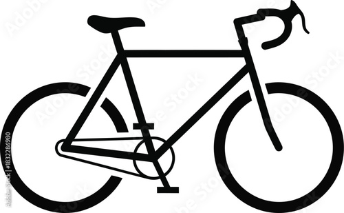 Black Silhouette of a Road Bike with Racing Handlebars and a Frame Design for Speed and Efficiency