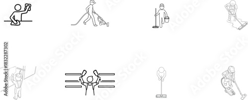 Cleaning and Vacuuming Icons janitor sanitation