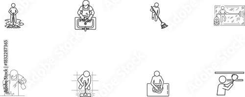 Cleaning Service Icons Set Keywords: cleaning, service, icons, set, housekeeping, hygiene