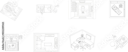 Top Down Interior Design Floor Plans With People top view