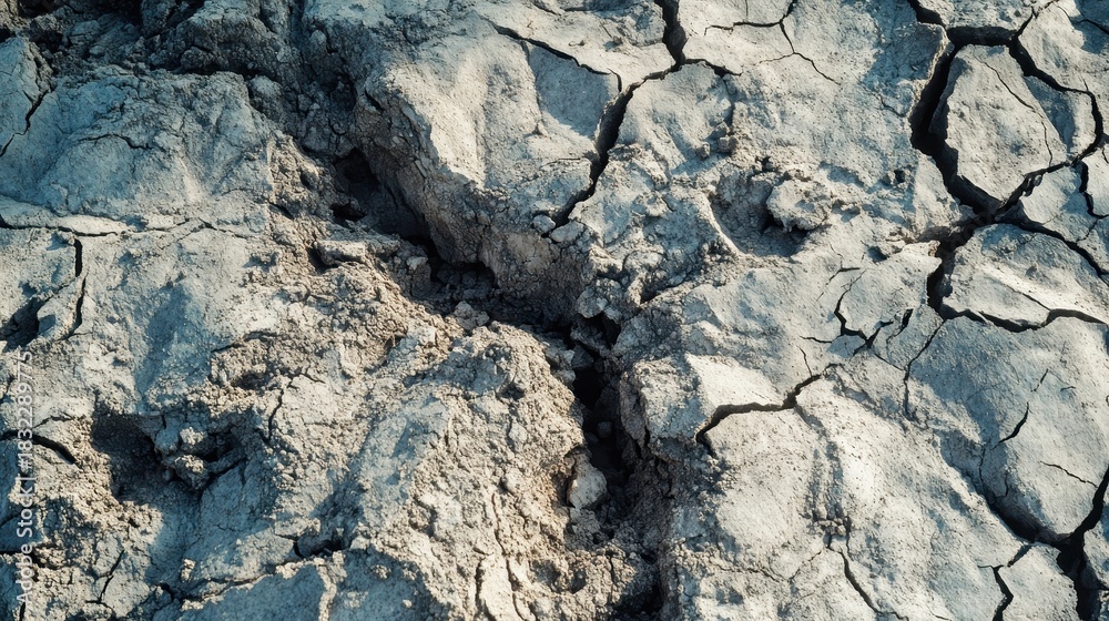 Fototapeta premium Deep gouges in the earth from powerful seismic activity showing cracked and dry ground