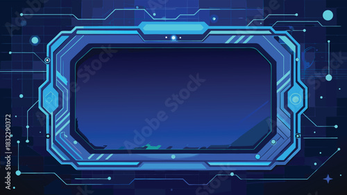 Blue background featuring a detailed circuit board design, showcasing intricate lines and patterns.eps