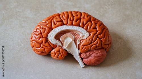 Detailed plastic model of a human brain section