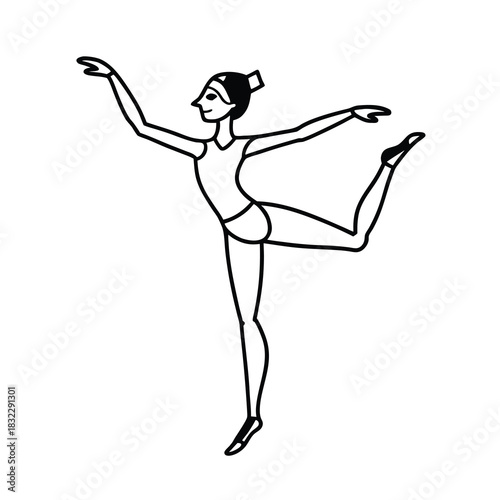 Black vector silhouette of a ballerina in a dancing pose
