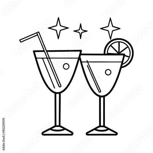 Glass of champagne vector illustration featuring a celebratory liquid drink, perfect for party and bar design icons