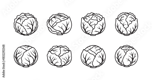 Radicchio icon 6 pec set black line art