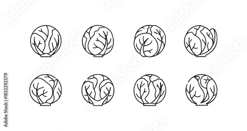 Radicchio icon 6 pec set black line art