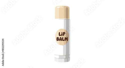 White and beige colored lip balm stick an essential cosmetic beauty product isolated on white background