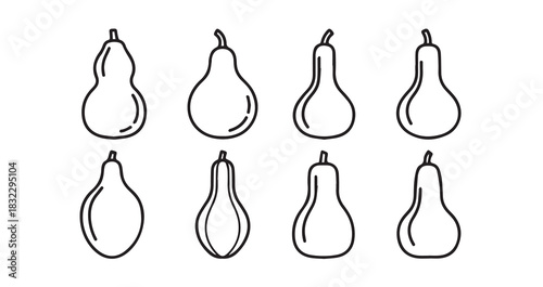 Bottle Gourd icon 6 pec set black line art