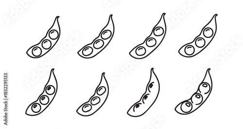 Snow Peas icon 6 pec set black line art