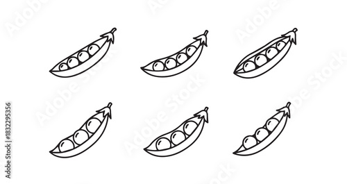 Snow Peas icon 6 pec set black line art