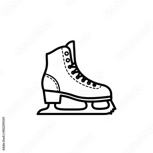 Ice skate outline icon on a white background  