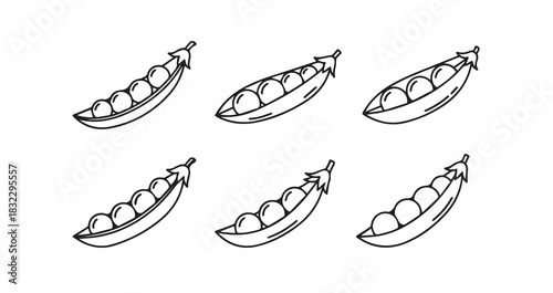 Snow Peas icon 6 pec set black line art