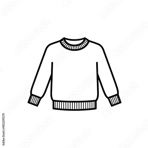 Simple line drawing of a sweater in minimalist style  