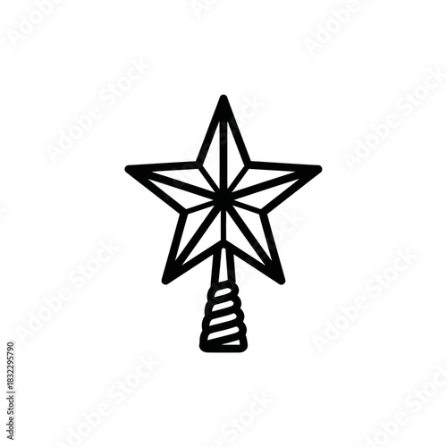 Decorative star outline in minimalist style on white background  