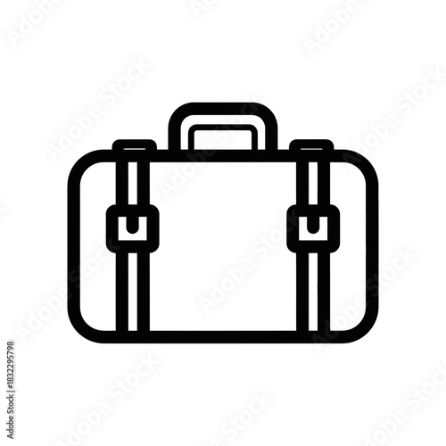 Simple black line travel suitcase icon on white background  