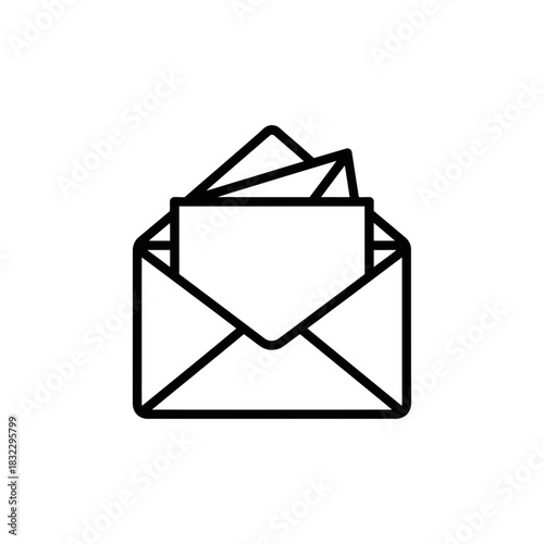 Envelope with letters inside in minimalist style  