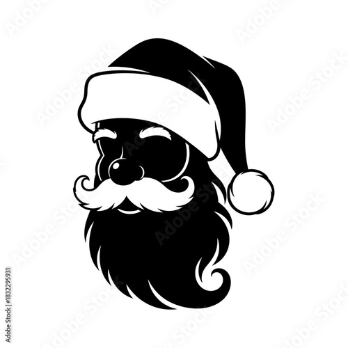 Santa Claus silhouette smiling with a festive hat  