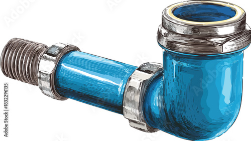Pipe with Blue Top and Silver Screw Drawing
