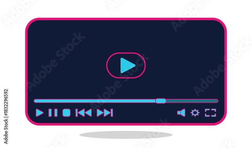 Professional media player interface with colorful buttons, elegant layout and clear controls. Great for UI kits, multimedia apps, digital mockups, web projects and movie services