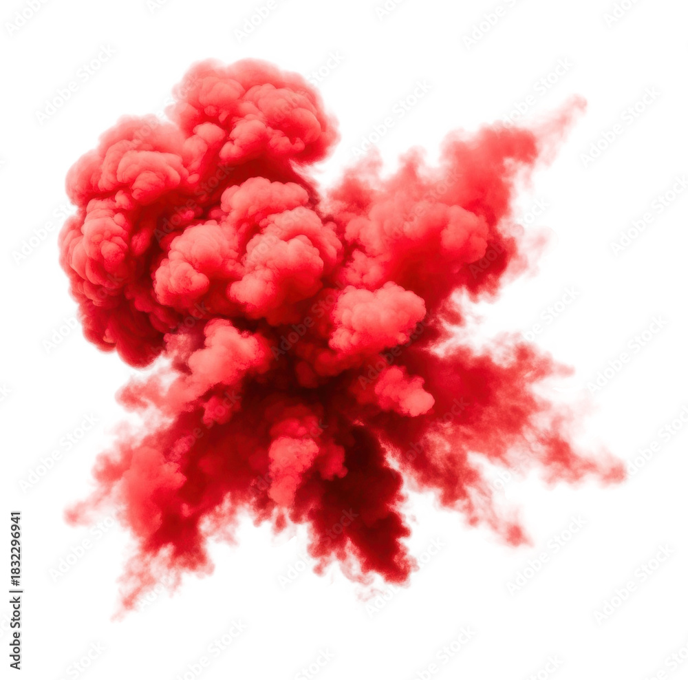 Fototapeta premium Dynamic red smoke explosion abstract digital creative isolated on transparent background