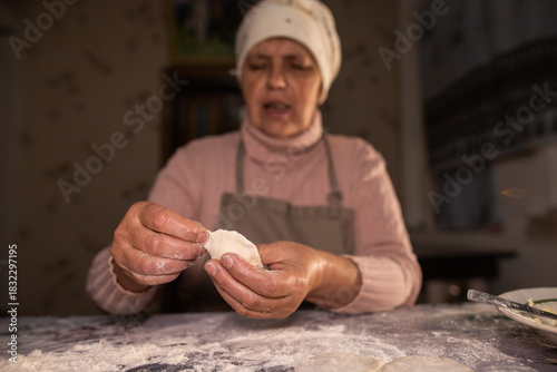 Grandma is making dumplings