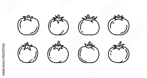 Tomato icon 6 pec set black line art