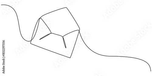 Single continuous line drawing of a paper envelope. Concept of e-mail messages, sending an information bill. Vector Editable Illustration, Paper mail simple outline illustration. Editable stroke.