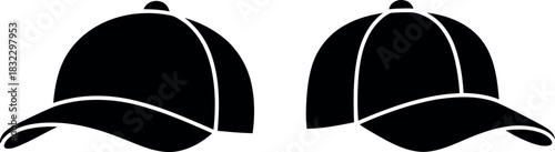 Two baseball caps silhouette isolated on transparent background
