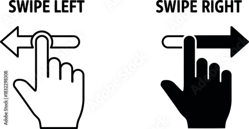 Swipe left and right hand gesture illustration