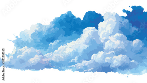Serene Cloud Painting on Blue Background with Copy Space