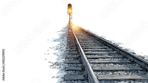 Illuminated Train Track Vector Illustration for Transportation Concepts