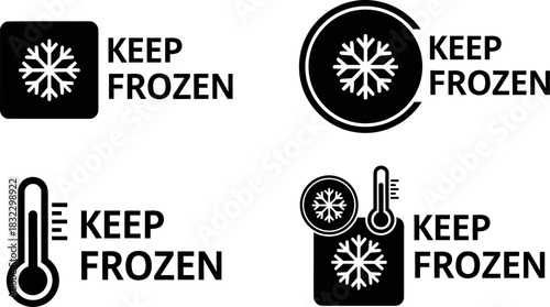 Keep frozen icons set black and white isolated on transparent background