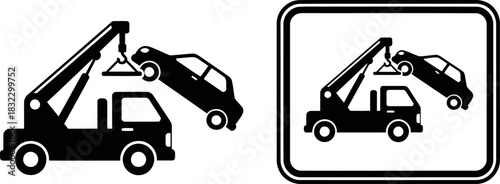 Tow truck icon set isolated on transparent background