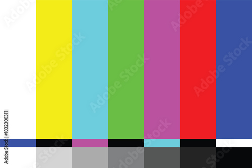 TV Screen Test. Television Test Pattern Stripes. Retro Style Screensaver. Vector Illustration stock illustration