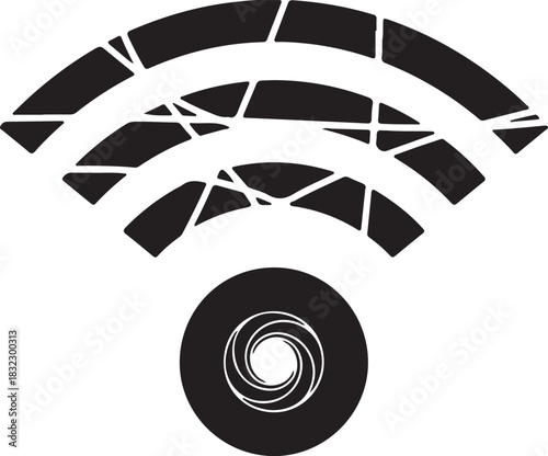 Broken wifi logo design wireless internet connection concept silhouette illustration vector