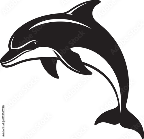 Silhouette of jumping dolphin vector illustration marine animal wildlife ocean