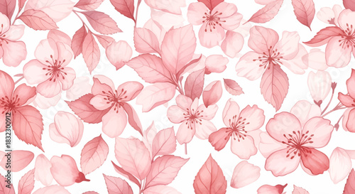 seamless pattern with pink flowers