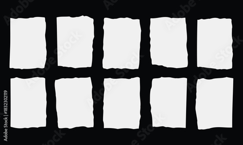Ten blank torn paper scraps arranged in two rows