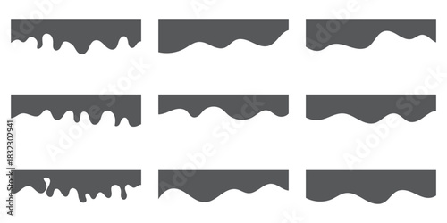 Collection of dividers shape templates. Modern separator header for website and app. Curve lines, wave collection of abstract design element for top and bottom page web site. 