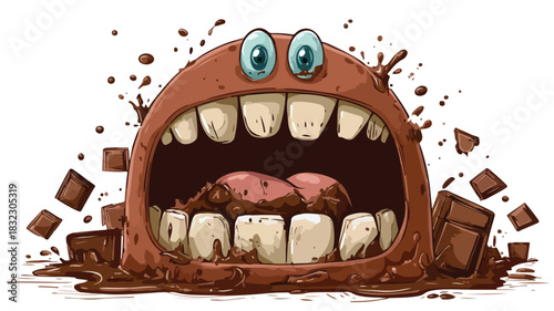 Cute Monster Cartoon Character with Large Mouth Illustration