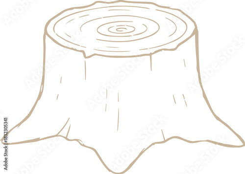 Tree Stump Outline in Hand Drawing Style