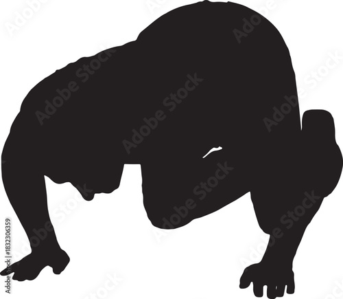 vector, Silhouette of a man on all fours staring at the ground