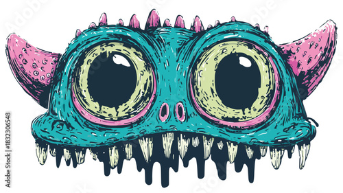 Monstrous Creature with Unique Face and Eyes Vector Illustration