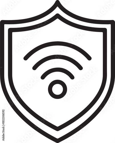 Digital antivirus protection icon with shield and network security elements