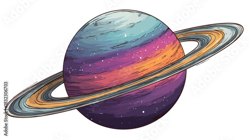 Detailed Vector Drawing of a Planet with Artistic Outlines - Space Exploration Illustration