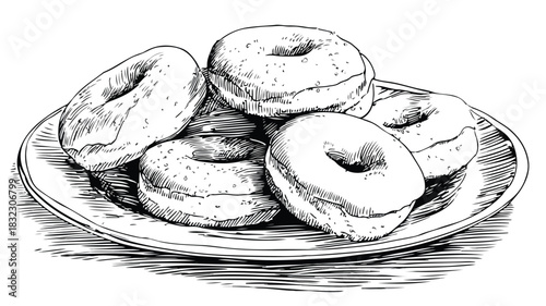 Delicious Fried Donuts on Table Vector Illustration for Food Lovers