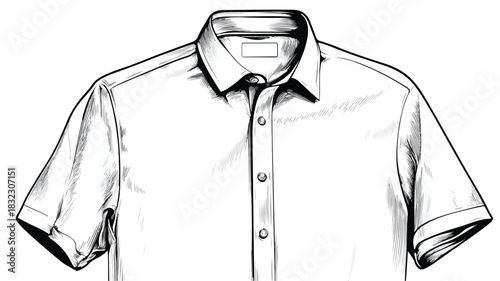 Elegant Drawing of Shirt with White Collar and Cuffs - Detailed Illustration