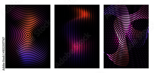Neon Glass Ripple Gradient Abstract Background Set